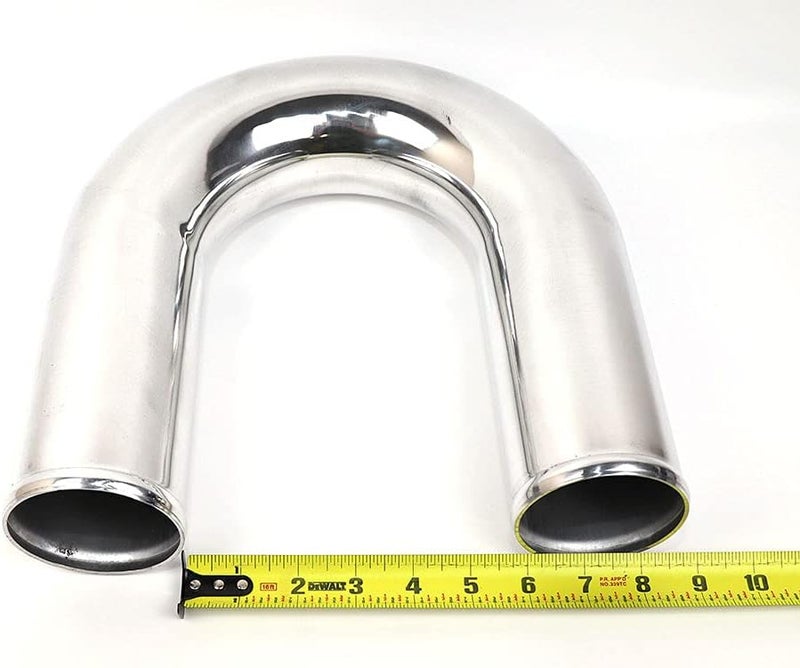 TenKeAuto Universal 3 inch Outside Diameter Aluminum Pipe Polished Tube (3" 180 Degree) - Image 3